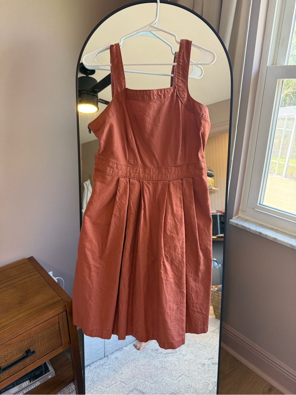 Universal Thread Terracotta Square Neck Pleated Midi Dress Size 12 Cottagecore